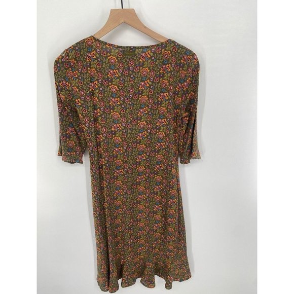 CALVIN KLEIN JEANS VINTAGE FORAL MIDI GREEM 3/4 SLEEVE DRESS SIZE 6 - Picture 2 of 3